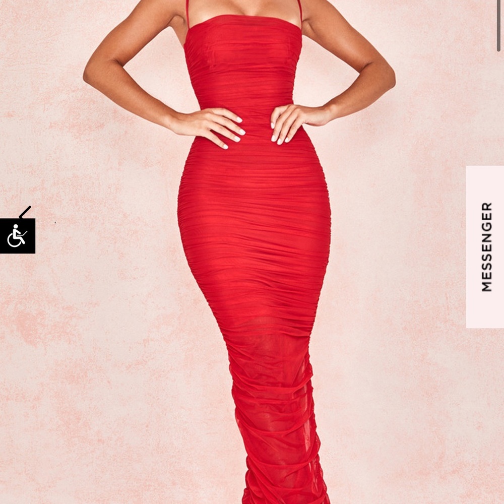 House of CB Red Mesh Dress Size M